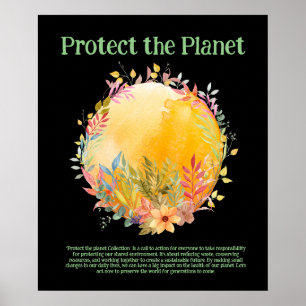 Poster PROTEGER O PLANETA SALVAR A TERRA ARTE Ecológica