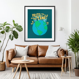 Poster PROTEGER O PLANETA SALVAR A TERRA ARTE Ecológica
