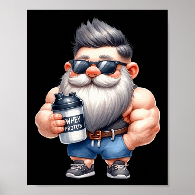 Poster Proteína De Soro De Soro Pai Funny Bodybuilder Grá (Frente)