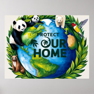 Poster Proteja a arte do globo vital do nosso lar