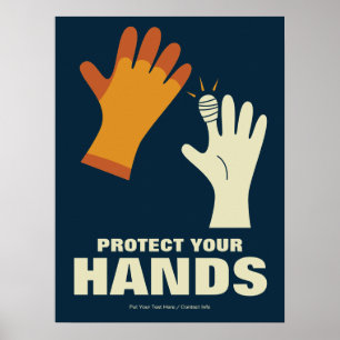 Poster Proteja as Suas Mãos Segurança no Local de Trabalh