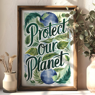 Poster Proteja nossa arte planetária de parede ambiental