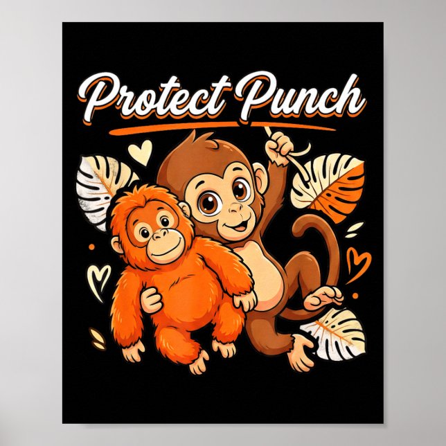 Poster Proteja o bebê macaco soco meme de primata engraça (Frente)