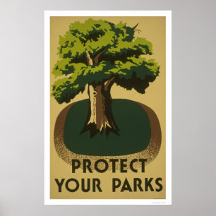 Póster Proteja seus parques WPA 1938
