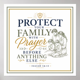 Poster Proteja Sua Família Com Citação Espiritual de Oraç