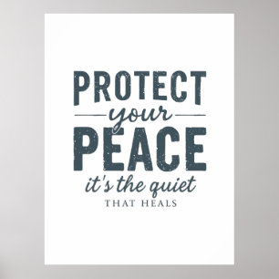 Poster Proteja Sua Paz: Tipografia de Cura Silenciosa