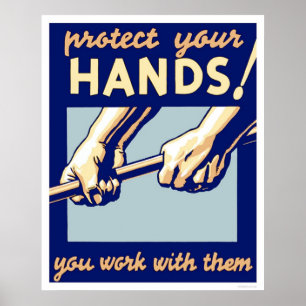 Poster Proteja suas mãos WPA 1936