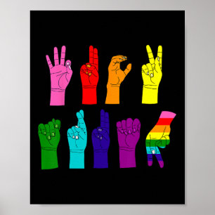 Poster Protesto Línguas de Sinais ASL Anti-Trump LGBTQ+