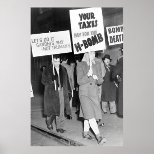 Poster Protesto pacífico contra a guerra fria em 1950