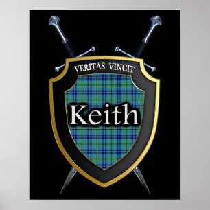 Póster Protetor & espadas escoceses do Tartan de Keith do