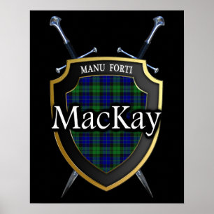 Póster Protetor & espadas escoceses do Tartan de MacKay