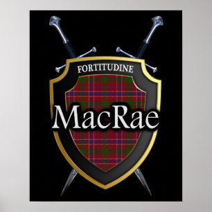 Poster Protetor & espadas escoceses do Tartan de MacRae