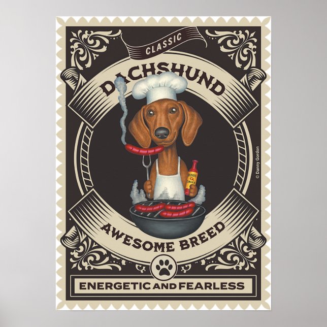 Poster Protetores De Lixeira De Dachshund (Frente)
