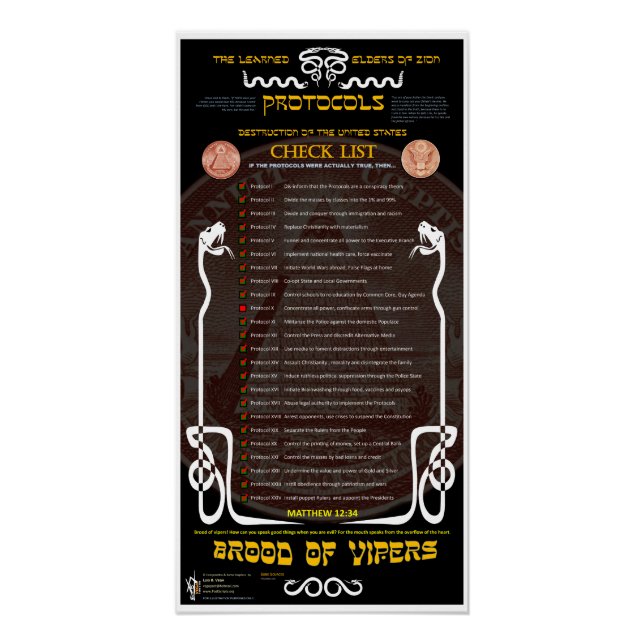 Póster Protocolos de Zion (Frente)