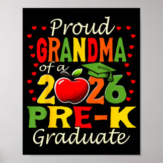 Poster Proud grandma of 2026 pre-k graduate mothers day