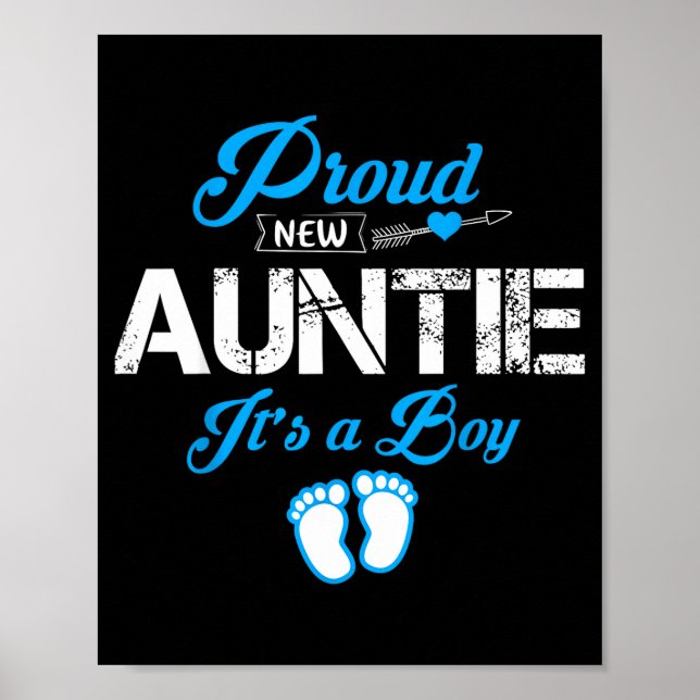 Poster Proud New Auntie It's A Boy Gender Reveal Funny Fa (Frente)