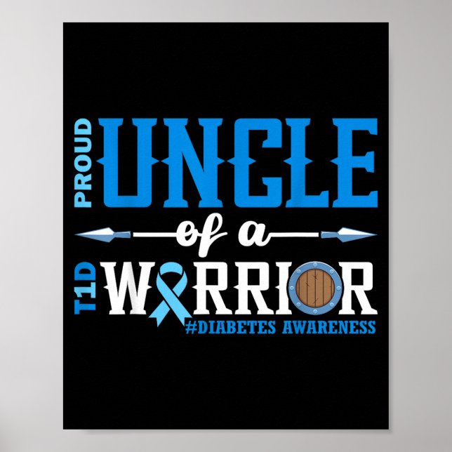 Poster Proud Uncle Of A T1d Warrior Diabetes Awareness Ri (Frente)