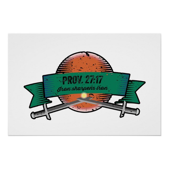 Póster Prov. 27:17 Ferro Sharpens Iron Grunge Versão (Frente)