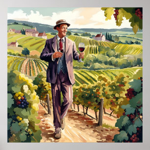 Poster Provando de vinho na Borgonha