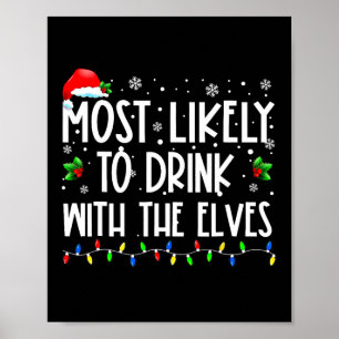Poster Provavelmente Beber Com O Natal Da Família Elves E