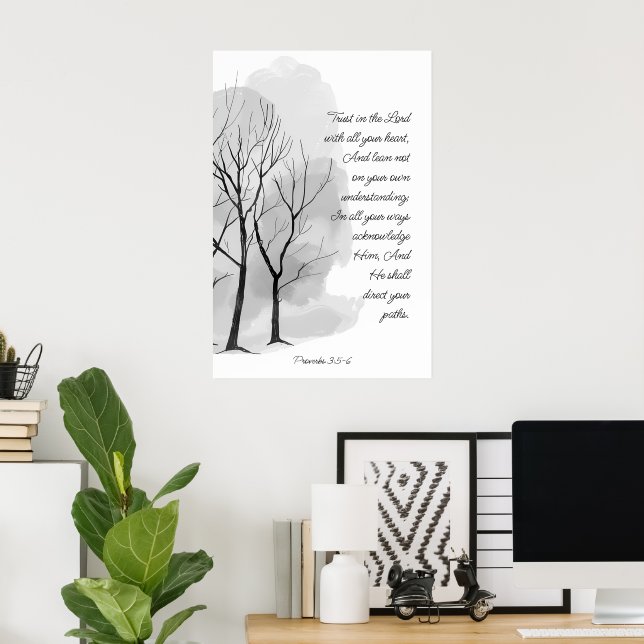 Poster Provérbios 3:5-6 Confie no Senhor (Escritório em casa)