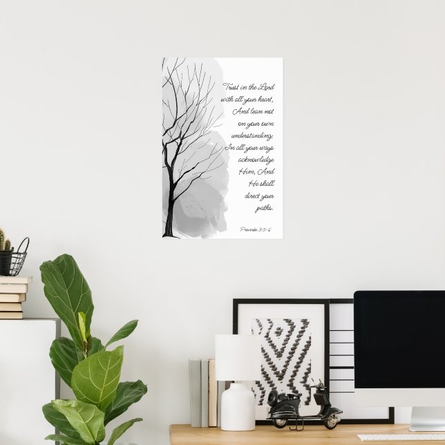 Poster Provérbios 3:5-6 Confie no Senhor (Escritório em casa)