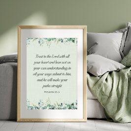Poster Provérbios 3:5-6 Versículo Bíblico Floral Cristão 