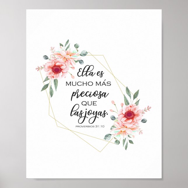 Poster Proverbios versais da bíblia espanhola 31:10 (Frente)
