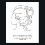 Poster Proverbs 31:30 Womans Face Line Art Sketch Black a<br><div class="desc">Proverbs 31:30 Womans Face Line Art Sketch Black and White</div>