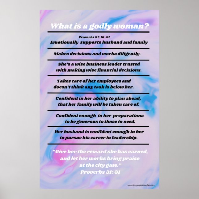 Poster Proverbs 31 Mulher, Bíblia Ideal de Mulher Cristã (Frente)