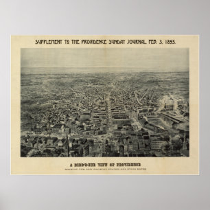Poster Providence Rhode Island 1894 - Mapa Panorâmico Ant