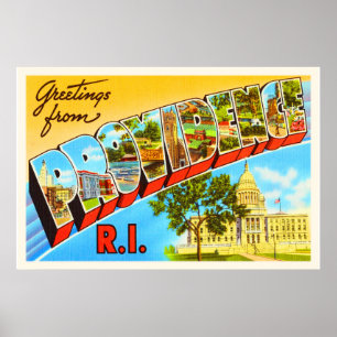 Póster Providência Rhode - lembrança das viagens vintag