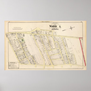 Póster Providência Rhode - mapa 2 da ilha