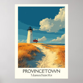 Poster Provincetown MÃE Vintage Lighthouse Beach Art