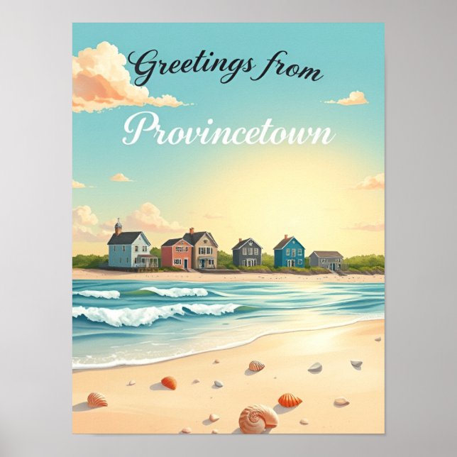 Poster Provincetown, Massachusetts – Praias de Cape Cod (Frente)