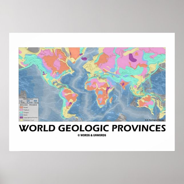 Póster Províncias Geológicas do Mundo (World Map Geology) (Frente)