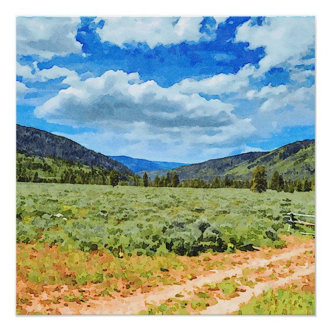 Póster Provo River Valley nas montanhas Uinta (Frente)