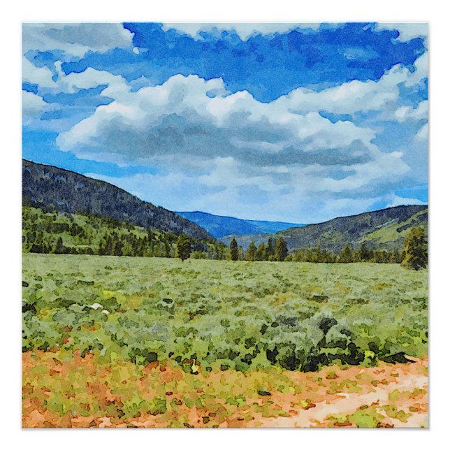 Póster Provo River Valley nas montanhas Uinta (Frente)