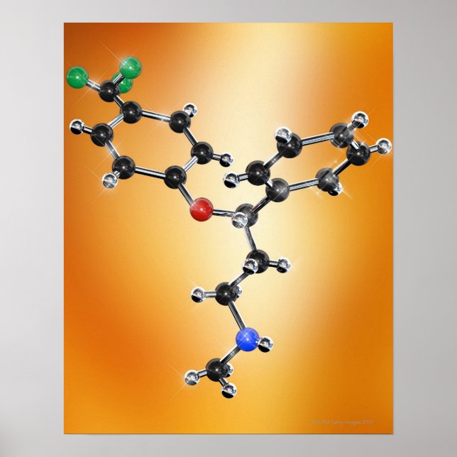 Póster Prozac. Modelo molecular do antidepressivo (Frente)