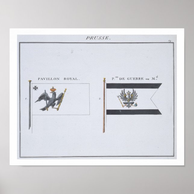 Poster Prussian Flags, de um livro francês de Flags, c.18 (Frente)