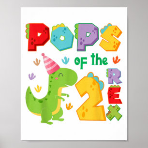 Poster Ps Dos Dois Rex 2º Aniversário Menino Dinossauro T
