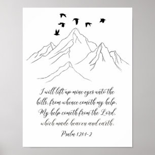 Poster Psalm 121:1-2 Vou Levantar Os Meus Olhos, Escritur