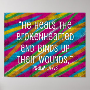 Poster Psalm 147:3 Arco-Íris "Ele cura a carne quebrada"