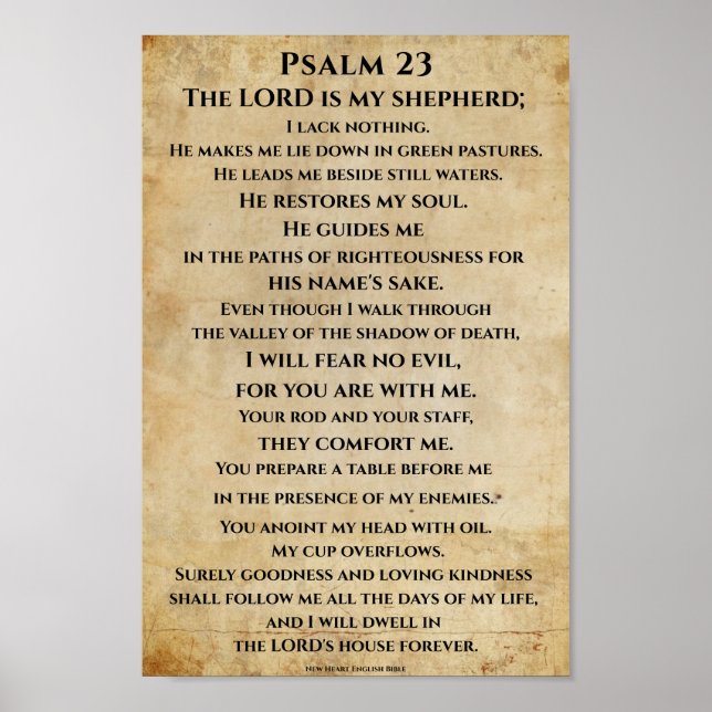 Poster Psalm 23  { NHEB version.} (Frente)