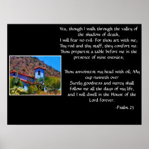 Poster Psalm 23 with desert church print