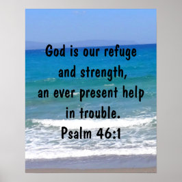Poster Psalm 46:1 Bíblia Verse Beach
