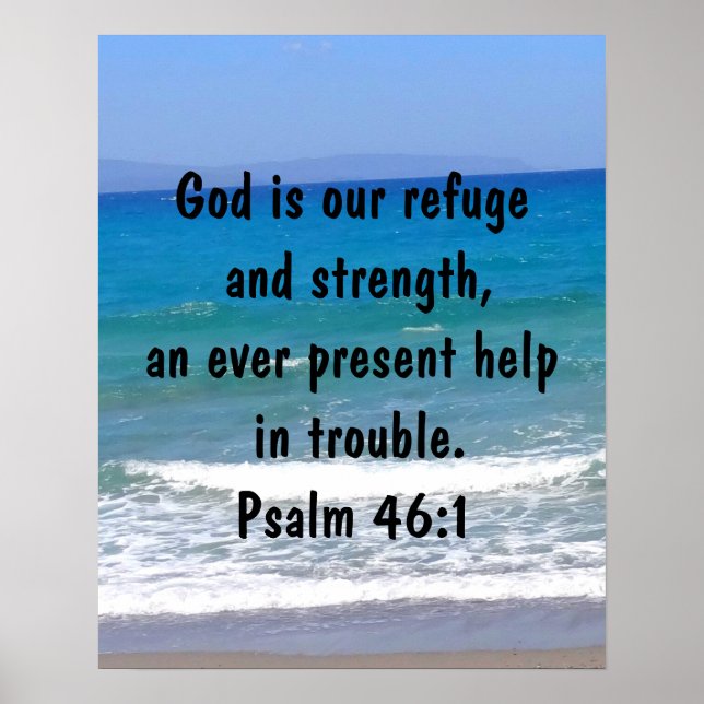 Poster Psalm 46:1 Bíblia Verse Beach (Frente)