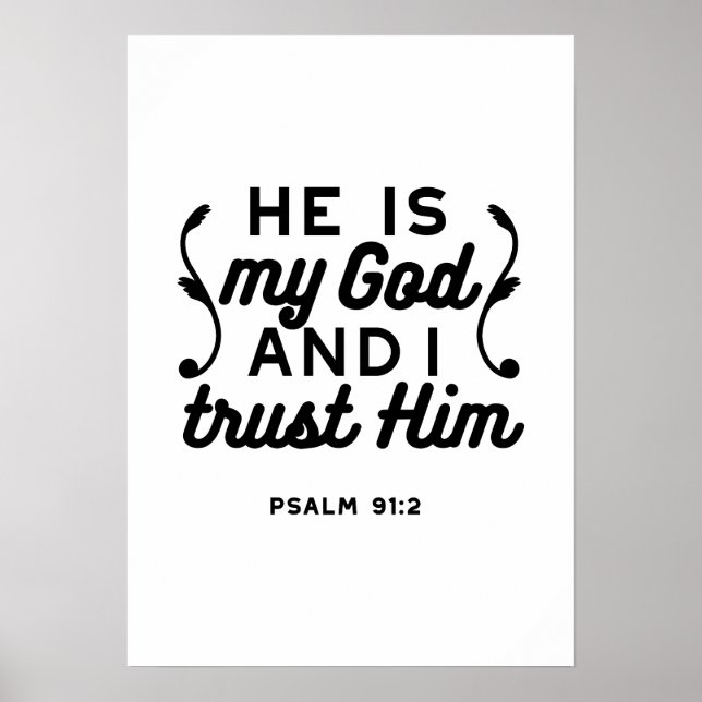 Poster Psalm 91:2 – Trust in God Christian Bible Verse (Frente)