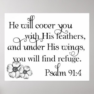 Poster Psalm 91:4 Print