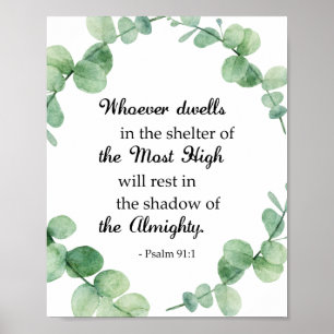 Poster Psalm 91 Bíblia cristã Verse Eucalyptus Wreath